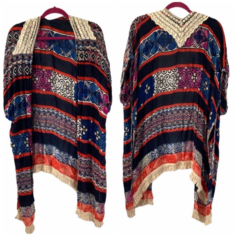 Colorful Festival Kimono Style Cardigan Top